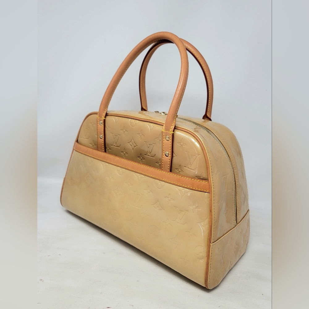 Louis Vuitton Tompkins Beige Monogram Vernis Leather Tote Hand Bag Authentic VTG